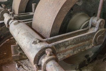 detail of a historic stone crusher machine