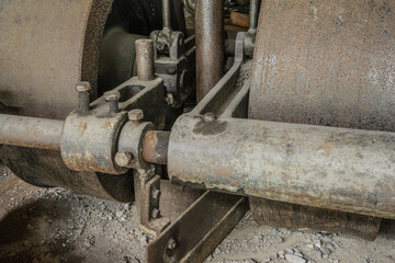 detail of a historic stone crusher machine