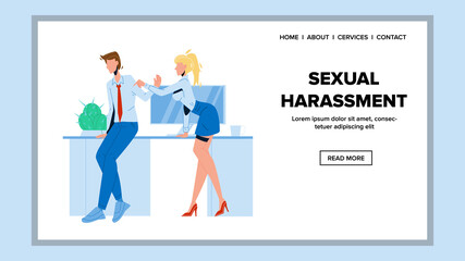 Fototapeta na wymiar Sexual Harassment Employer To Colleague Vector Illustration