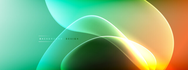Vector abstract background - liquid bubble shapes on fluid gradient with shadows and light effects. Shiny design template for text