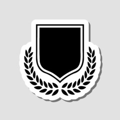 Obraz premium Badge and logo shield with a laurel wreath sticker isolated on gray background
