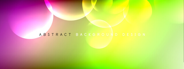 Vector abstract background liquid bubble circles on fluid gradient with shadows and light effects. Shiny design templates for text