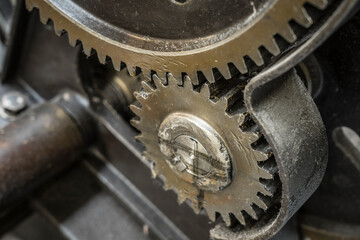 gearwheels on a historic machine