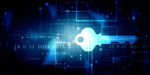 Fototapeta premium 2d illustration digital abstract technology digital future cyber security key