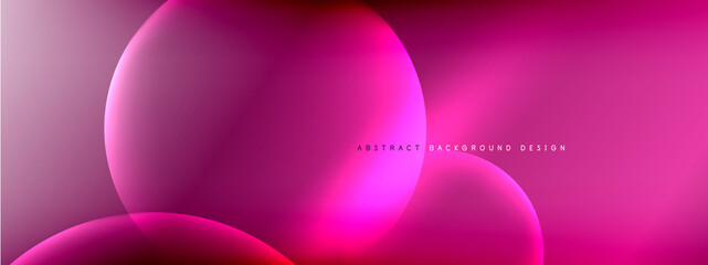 Vector abstract background liquid bubble circles on fluid gradient with shadows and light effects. Shiny design templates for text