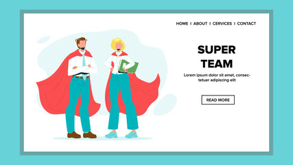 Super Team Businessman And Businesswoman Vector Illustration