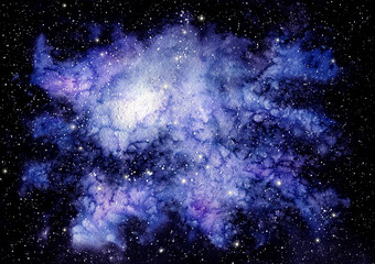 Obraz premium Watercolor Glowing and Blue Nebula