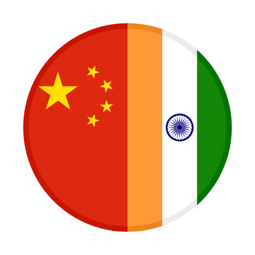 Round Icon With China And India Flags