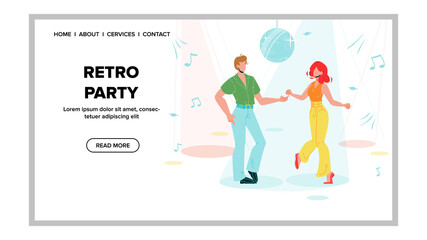 Retro Party Festival Event In Dancing Club Vector