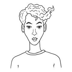 Vector Outline Character - Woman with Short Hair.