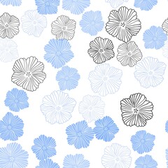 Light BLUE vector seamless doodle background with flowers. Colorful illustration with flowers in doodle style. Pattern for trendy fabric, wallpapers.