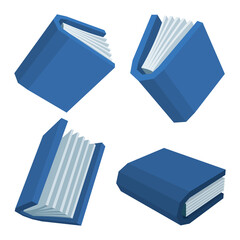 Books. Isometric cartoon style books illustrations in different view angles. Part of set.