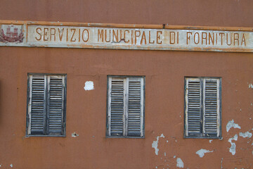 Houses in Livorno on the Ligurian Sea on the western coast of Tuscany, Italy