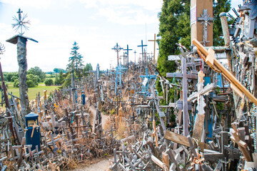 The Hill of Crosses , a famous site of pilgrimage in northern Lithuania. It is a site of pilgrimage about 12 km north of the city of Šiauliai, in northern Lithuania. 