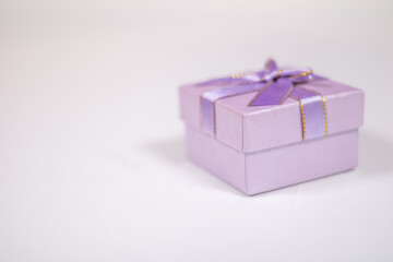 Multi-colored boxes with gifts on a white background.
