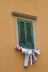 clothes hanging out to dry on a washing line