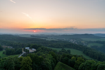 Fototapeta premium Sunset view from the Fortress Koenigstein in the Saxon Switzerland