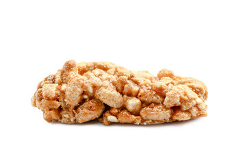 Crispy rice bar on white background