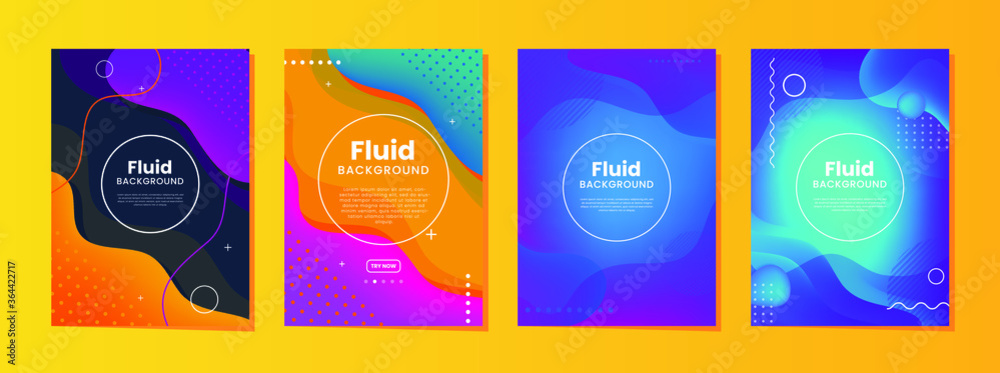 Poster set of vertical a4 abstract fluid 3d background with liquid modern shapes . isolated vector elements