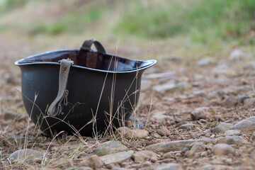 US M1 helmet on the ground