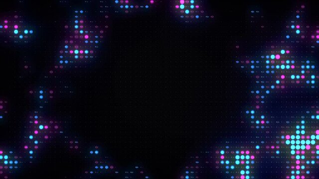 Flashing blue pink neon disco lights. Computer generated seamless loop absrtact background. 3D render seamless loop animation