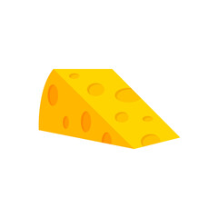 Flat cheese, a piece of cheese icon, vector illustration isolated on a white background