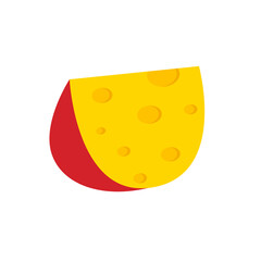 Flat cheese, a piece of cheese icon, vector illustration isolated on a white background