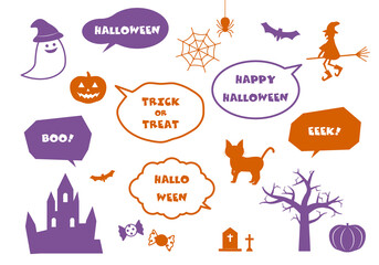 ハロウィンのイラスト素材・吹き出しセット　(2色)