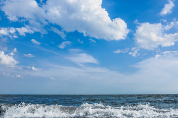 View of beautiful sky with clouds near sea