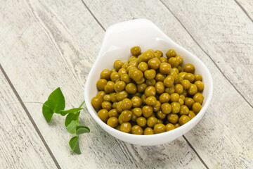 Canned Green peas in the bowl