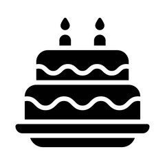 birthday or new born baby related birthday sweet and delicious cake with candle and plate vectors in solid design,