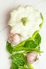 seasonal vegetables on a white background.