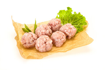 Homemade raw pork minced meatball for cooking