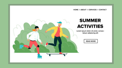 Summer Activities With Friends In Park Vector