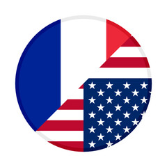 round icon with france and united states of america flags