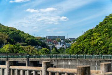 Fototapeta premium 長崎市西山ダム（西山高部水源池）から眺める風景 長崎市の風景