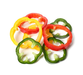 Cut bell peppers on white background