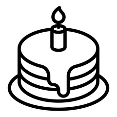 birthday or new born baby related birthday sweet and delicious cake with candle and plate vectors in lineal style,