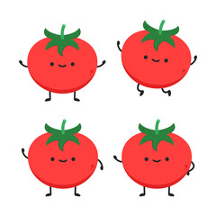 Tomato cartoon. Tomato character design. Tomato on white background.