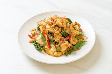 stir fried holy basil with fish and herb