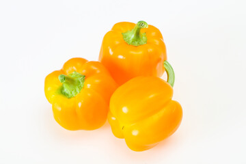 Yellow Bell pepper with leaves