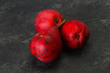 Ripe sweet red pear heap