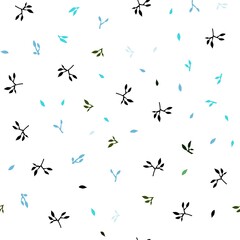 Light Blue, Green vector seamless elegant wallpaper with leaves. An elegant bright illustration with leaves in Natural style. Trendy design for wallpaper, fabric makers.