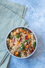 Fall Kale, Butternut Squash Pumpkin, Pomegranate and Quinoa Salad