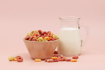 colorful cereal and milk 