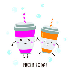 cute happy vector illustration of a fresh soda