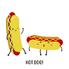 cute happy hot dog vector illustration