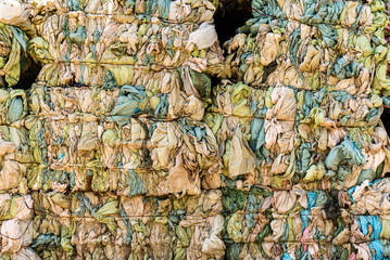 Plastic sorted and other waste sorted ready for waste treatment.