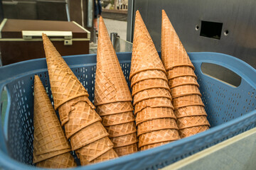 waffle cup for ice cream. early summer