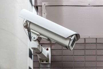 Video camera security system on the wall of the building